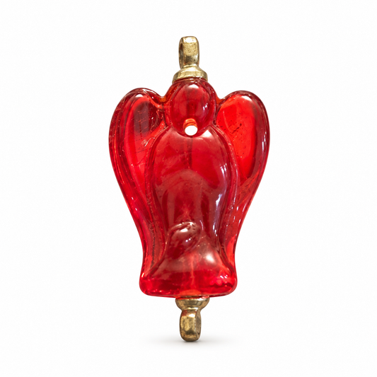 Red Guardian Angel Charm – Translucent Angel Protection Charm with Gold-Tone Loops