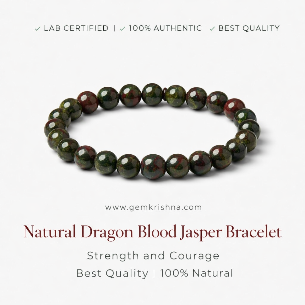 Natural Dragon Blood Jasper Bracelet | Strength and Courage | Best Quality | 100% Natural premium GemKrishna product cover