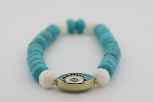 Dyed Magnesite with Evil Eye Bracelet