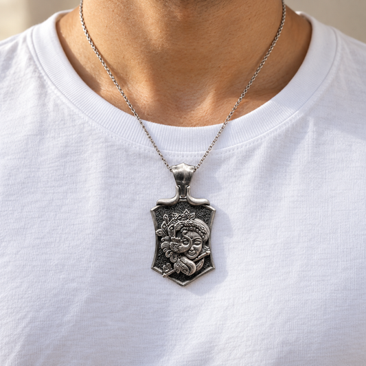 925 Silver Krishna Face Pendant – 14 g (Love & Devotion)