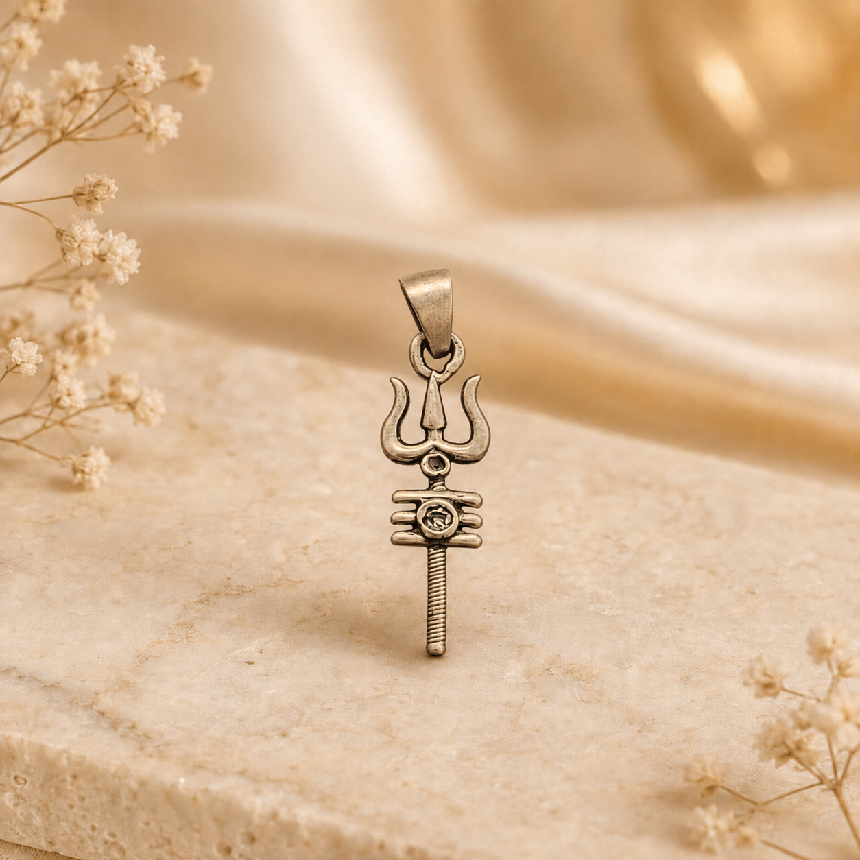 925 Silver Trishul Tripundra Tilak Pendant (Protection, Courage & Inner Balance)