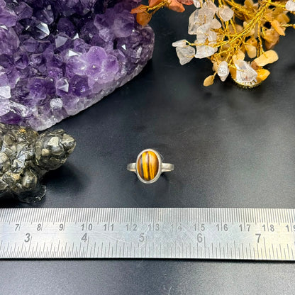 Tiger Eye 925 Silver Ring (Confidence & Protection)