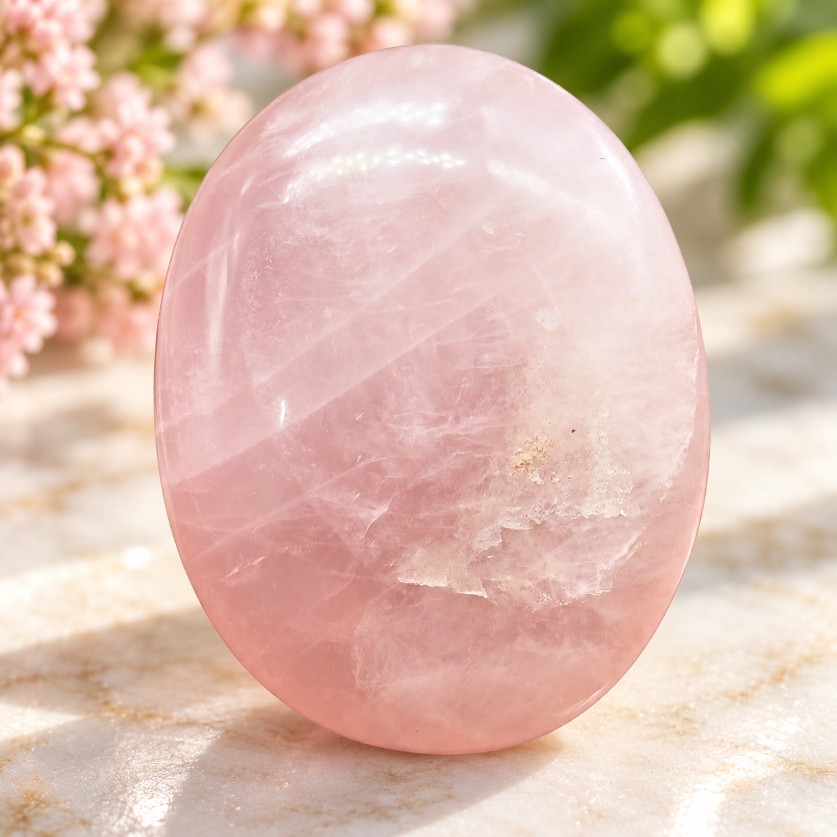 Rose Quartz Palm Stone 100 Gram (Love, Self-Love & Compassion)