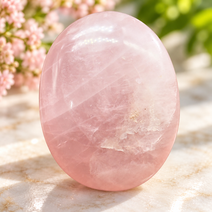 Rose Quartz Palm Stone 100 Gram (Love, Self-Love & Compassion)