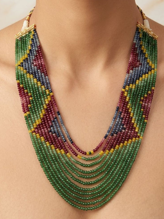 Multi Mala Semi Precious Gemstone Beads Mala 11 lines