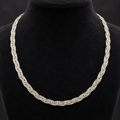 Italian Braided Hasli Necklace in 925 Sterling Silver – 20 Gram Twisted Plait Chain | SILVY by Poonam Gupta