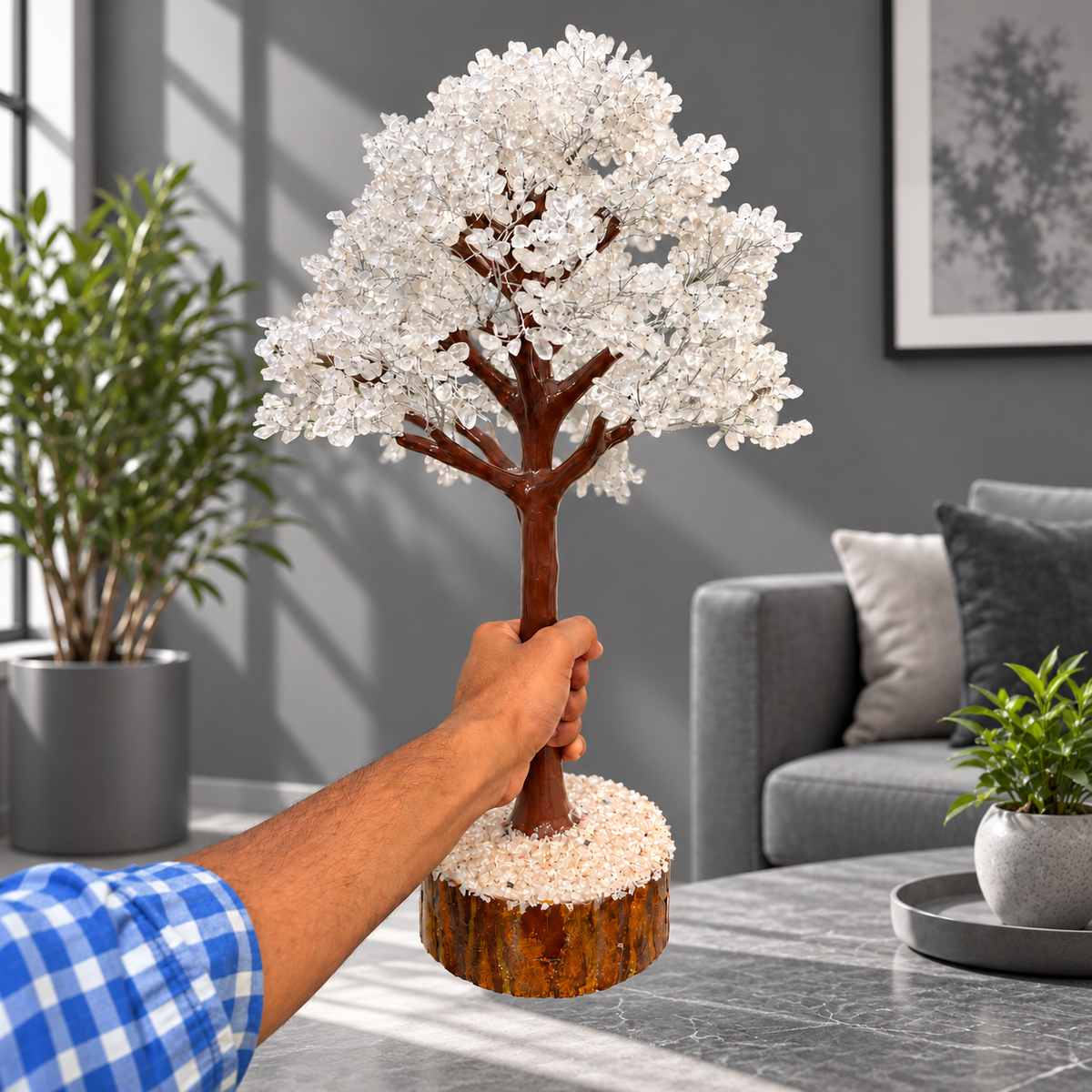 Clarity & Harmony Clear Quartz Crystal Tree – 20-Inch Extra Large Sphatik Gemstone Tree | GemKrishna