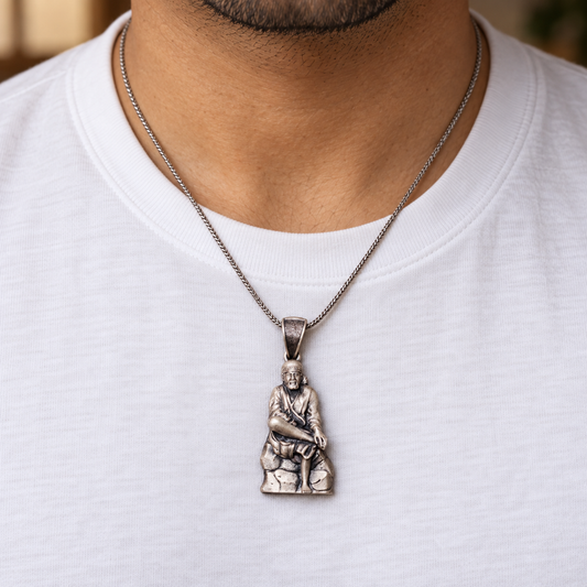 925 Silver Sai Baba Lightweight Pendant – 6 g & 8 g (Faith & Patience)