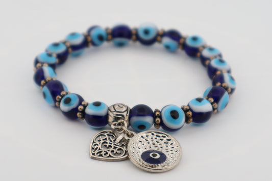 Evil Eye Bracelet with Evil Eye & Heart Charm🧿❤️