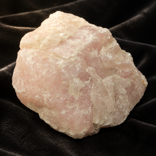 Extra-large rough rose quartz crystal about 1 kg on dark velvet background