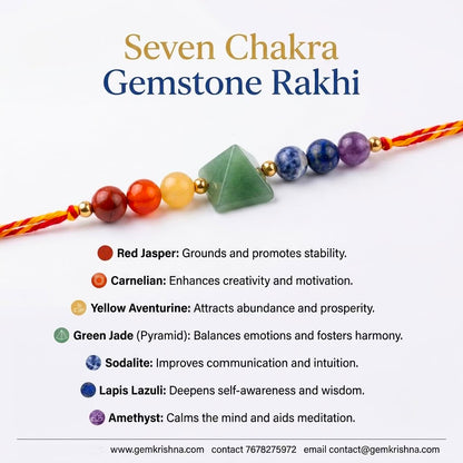 Seven Chakra Gemstone Rakhi Bracelet (Protection & Energy Balance)