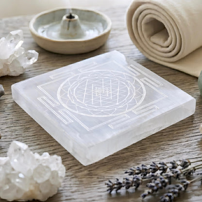 Natural Selenite 3 inch Plate Polished Square (Energy Cleansing and Peace)