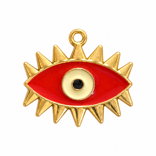 Red Sunburst Evil Eye Charm