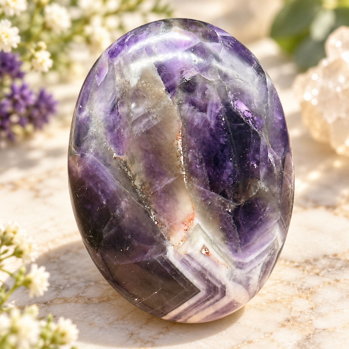 Amethyst Palm Stone 100 Gram (Calm, Clarity & Inner Peace)