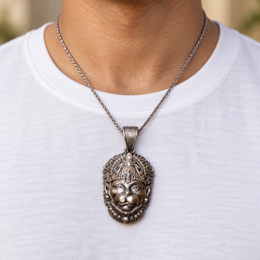 925 Silver Hanuman Ji Pendant – 9 g (Strength & Devotion)