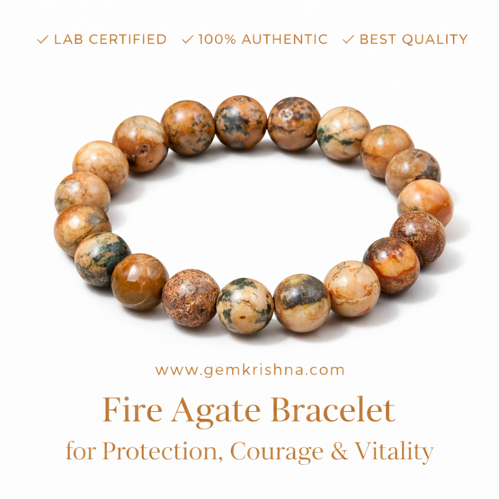Fire Agate Bracelet for Protection, Courage & Vitality premium GemKrishna product cover
