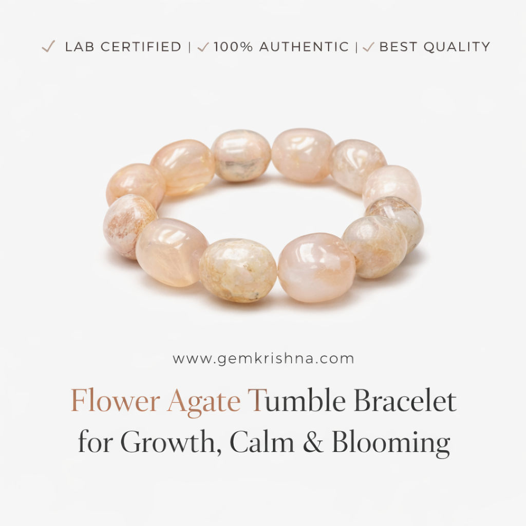 Flower Agate Tumble Bracelet for Growth, Calm & Blooming premium GemKrishna product cover