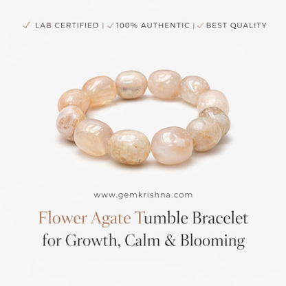 Flower Agate Tumble Bracelet for Growth, Calm & Blooming premium GemKrishna product cover
