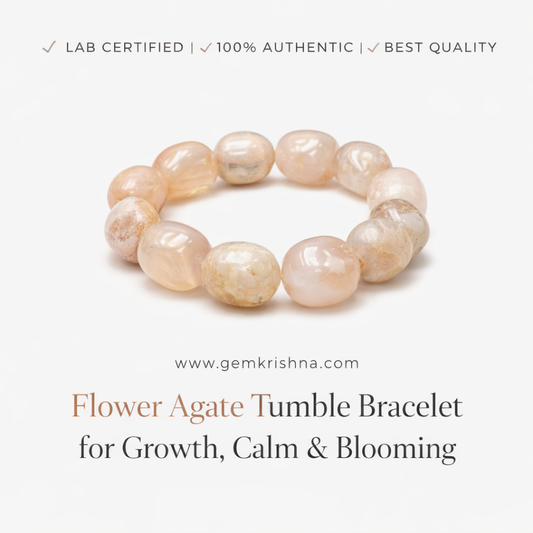 Flower Agate Tumble Bracelet for Growth, Calm & Blooming premium GemKrishna product cover
