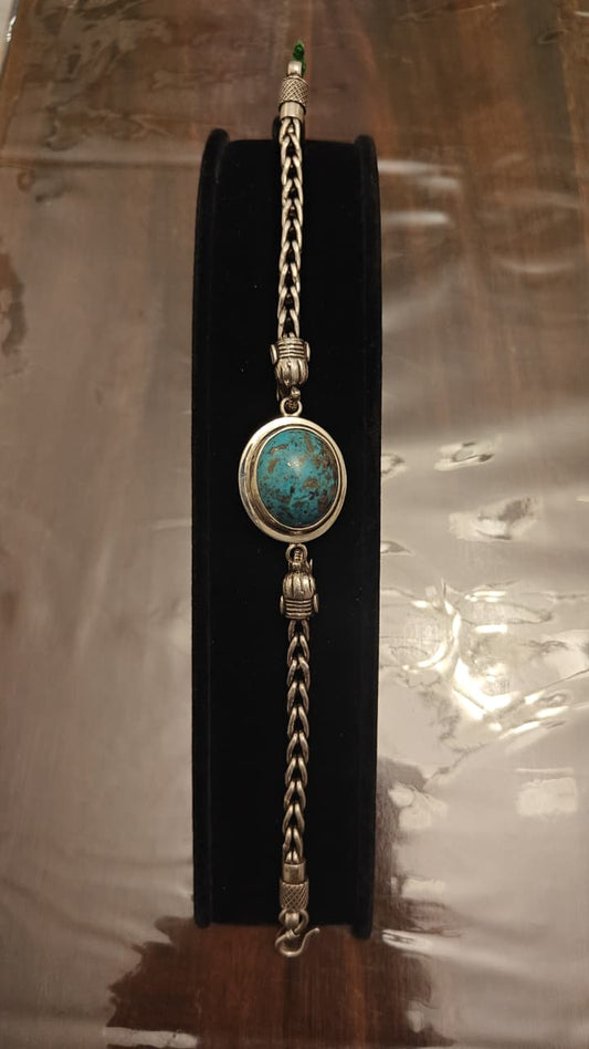 Sterling Silver Bracelet with Natural Turquoise (Firoza) 55.80 grams