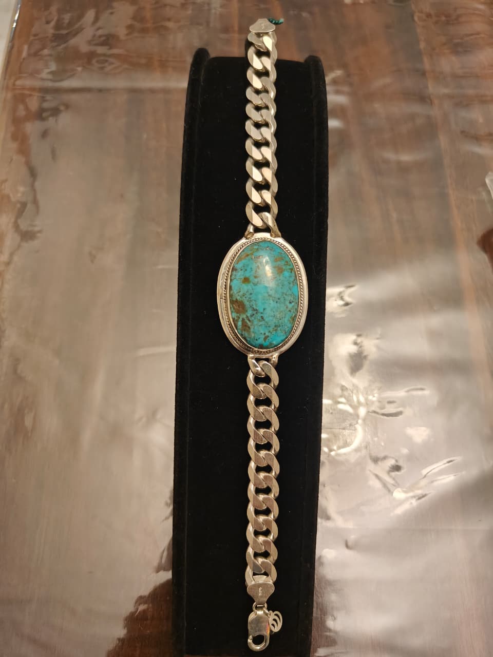 Sterling Silver Bracelet with Natural Turquoise (Firoza) 41.87 grams