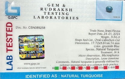Natural Turquoise 5.54 ct Certificate No. CSN089258