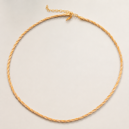 13 gram gold and silver mix Italian hasli necklace with clasp laid flat on background