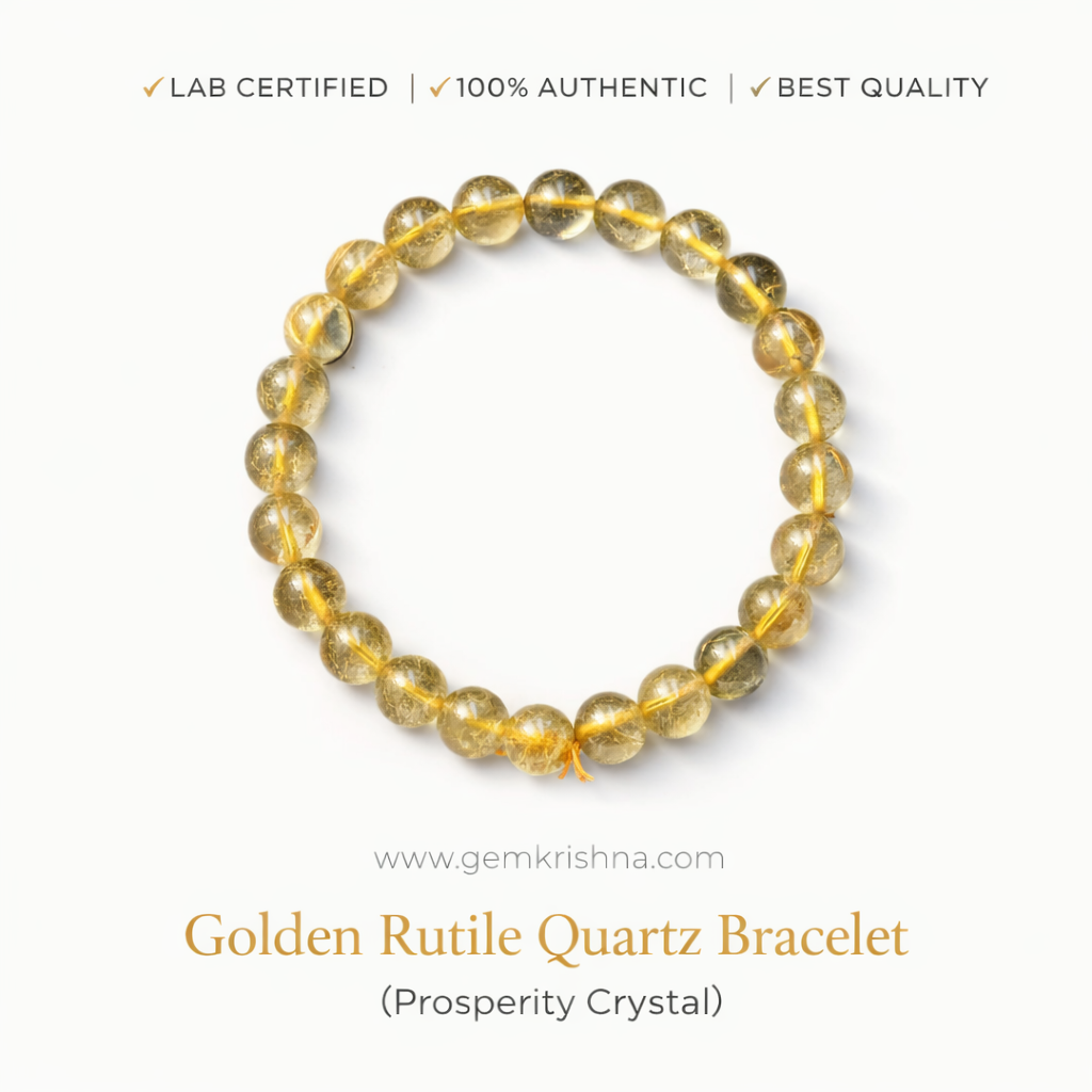 Golden Rutile Quartz Bracelet (Prosperity Crystal) premium GemKrishna product cover