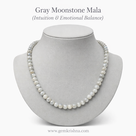 Gray Moonstone Bracelet/Mala (Intuition & Emotional Balance) premium GemKrishna product cover