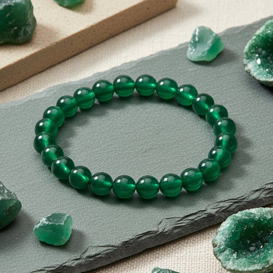 Green Onyx Bracelet | Calmness, Confidence and Heart Healing | Best Quality | 100% Natural - GemKrishna