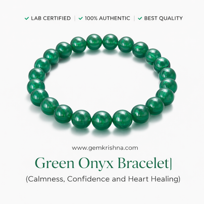Green Onyx Bracelet| (Calmness, Confidence and Heart Healing) premium GemKrishna product cover