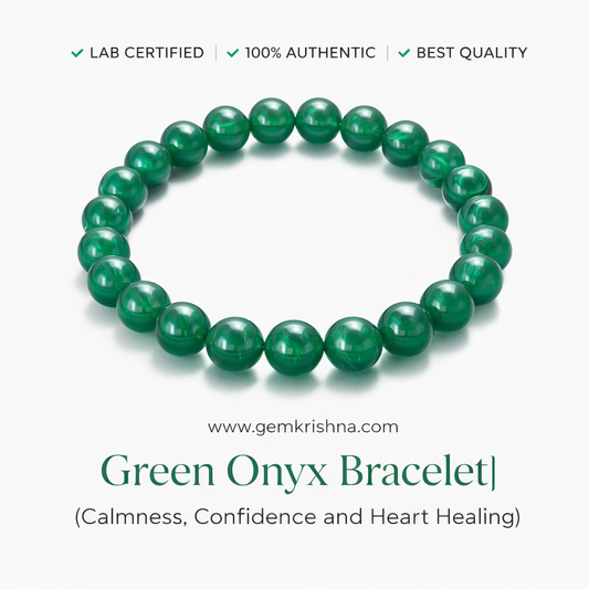Green Onyx Bracelet| (Calmness, Confidence and Heart Healing) premium GemKrishna product cover