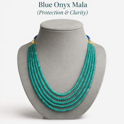 Blue Onyx Mala 5 Lines | Semi Precious Gemstone Beads | Best Quality premium GemKrishna product cover