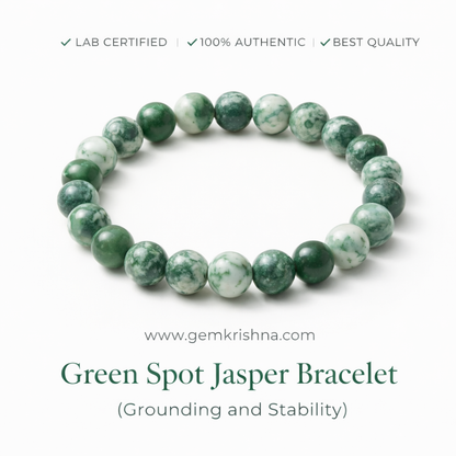 Green Spot Jasper Bracelet (Grounding and Stability) premium GemKrishna product cover