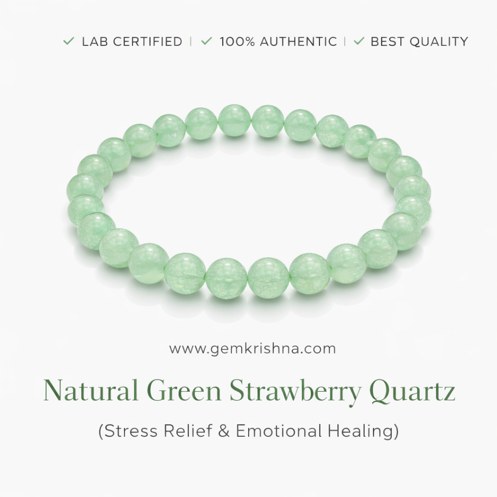 Natural Green Strawberry Quartz (Stress Relief & Emotional Healing) premium GemKrishna product cover