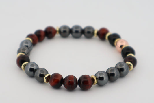 Hematite and Red Tiger's Eye Bracelet 🛡️🔥