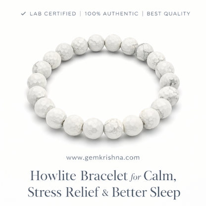 Howlite Bracelet for Calm, Stress Relief & Better Sleep premium GemKrishna product cover