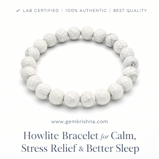 Howlite Bracelet for Calm, Stress Relief & Better Sleep premium GemKrishna product cover