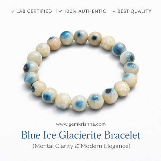 Blue Ice Glacierite Bracelet (Mental Clarity & Modern Elegance) premium GemKrishna product cover
