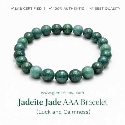 Jadeite Jade AAA Bracelet (Luck and Calmness) premium GemKrishna product cover