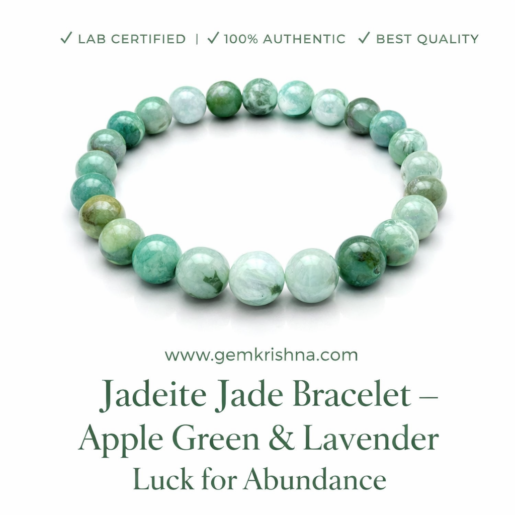 Jadeite Jade Bracelet – Apple Green & Lavender Luck for Abundance premium GemKrishna product cover