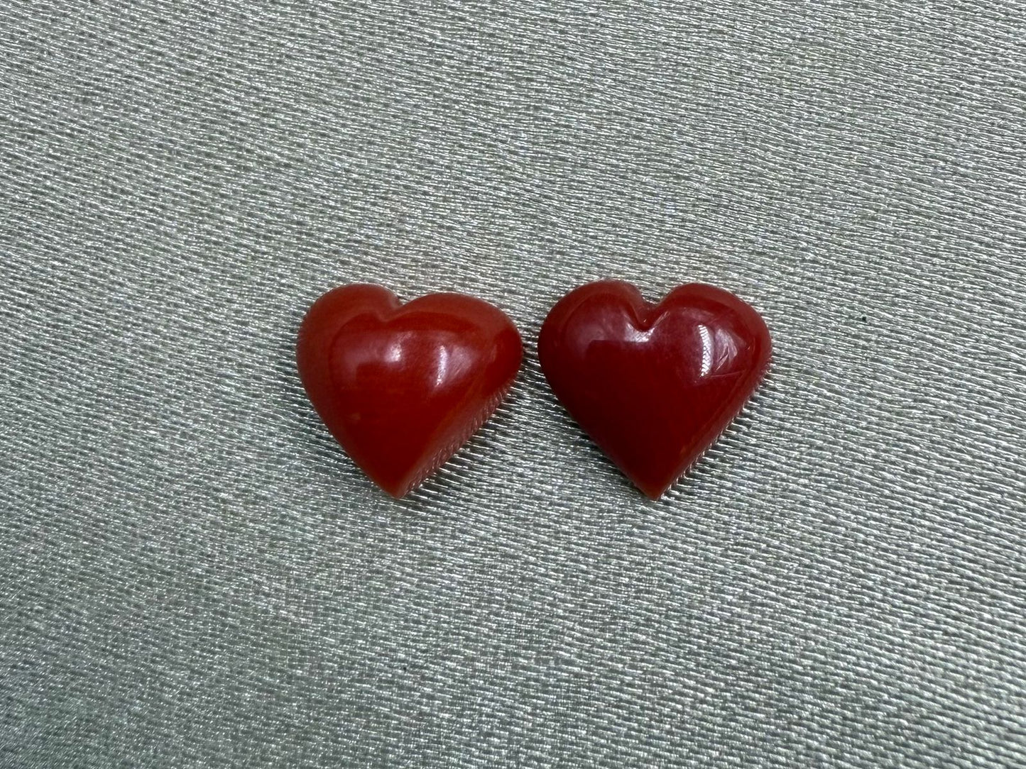 Natural Japanese Red Coral (Moonga)  Heart Shape Pair  1.32 Carat