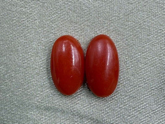 Natural Japanese Red Coral (Moonga)  Oval Shape Pair  2.37 Carat