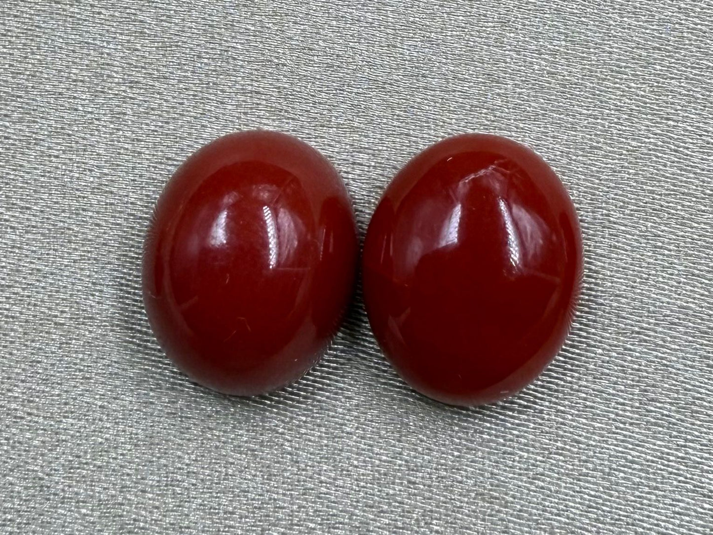 Natural Japanese Red Coral (Moonga)  Oval Shape Pair  7.57 Carat