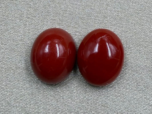 Natural Japanese Red Coral (Moonga)  Oval Shape Pair  7.57 Carat