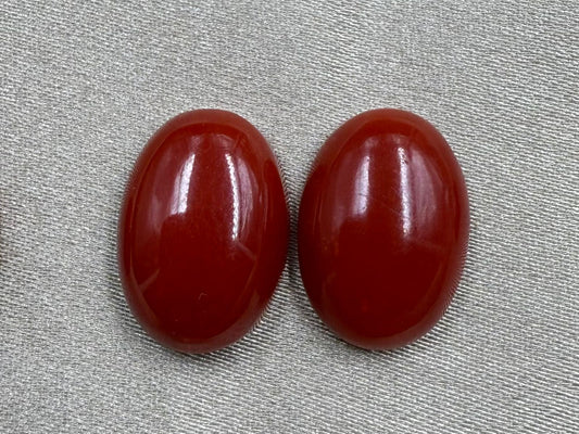 Natural Japanese Red Coral (Moonga)  Oval Shape Pair  10.15 Carat