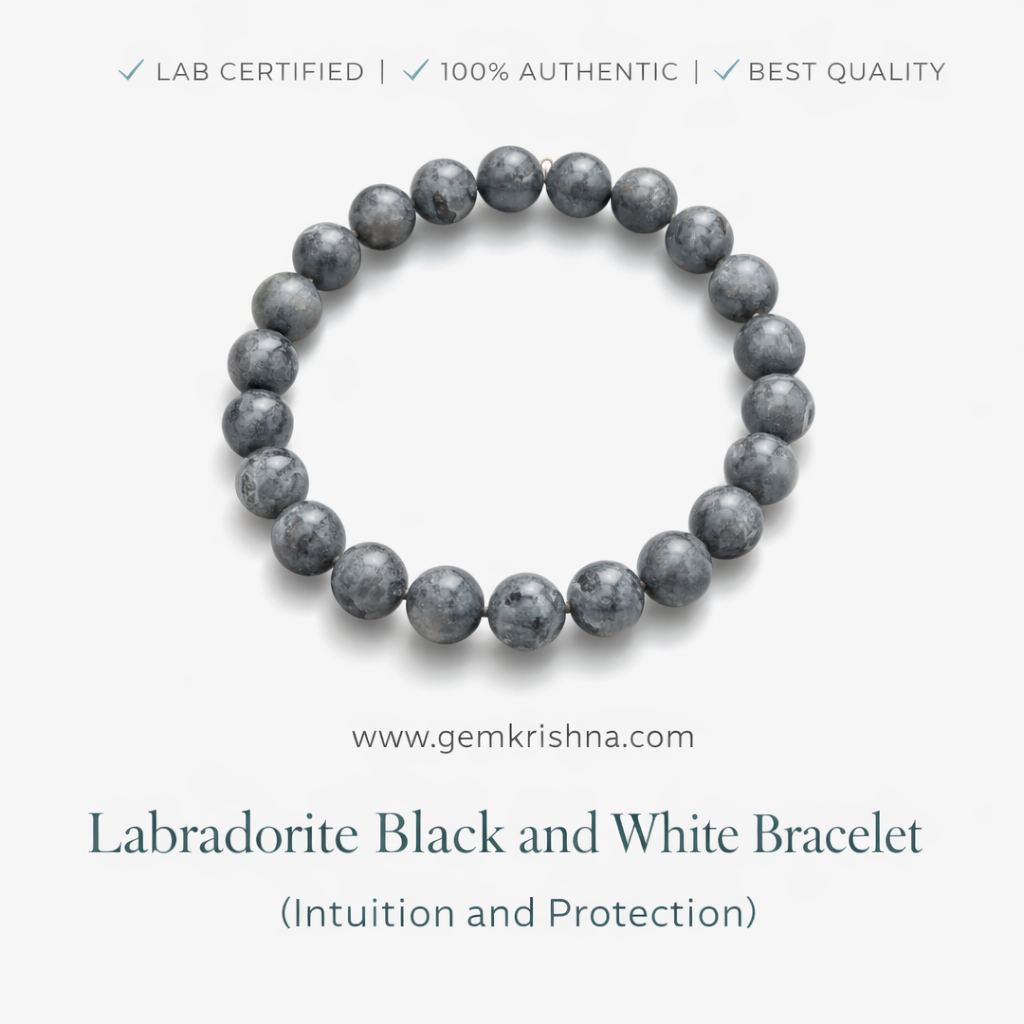 Labradorite Black and White Bracelet (Intuition and Protection) premium GemKrishna product cover