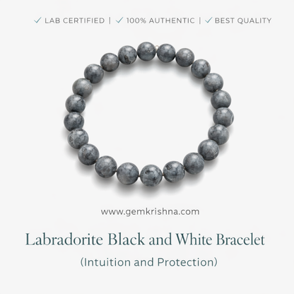 Labradorite Black and White Bracelet (Intuition and Protection) premium GemKrishna product cover