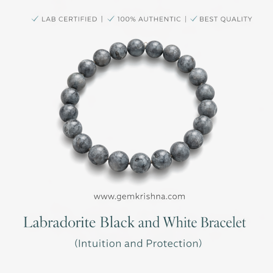 Labradorite Black and White Bracelet (Intuition and Protection) premium GemKrishna product cover