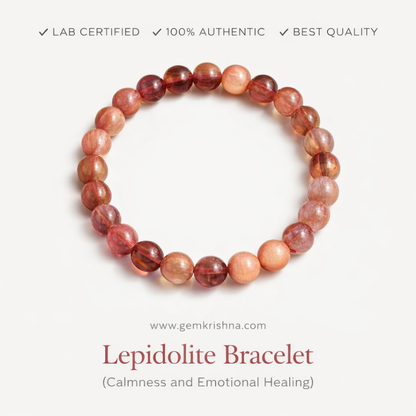 Lepidolite Bracelet (Calmness and Emotional Healing) premium GemKrishna product cover